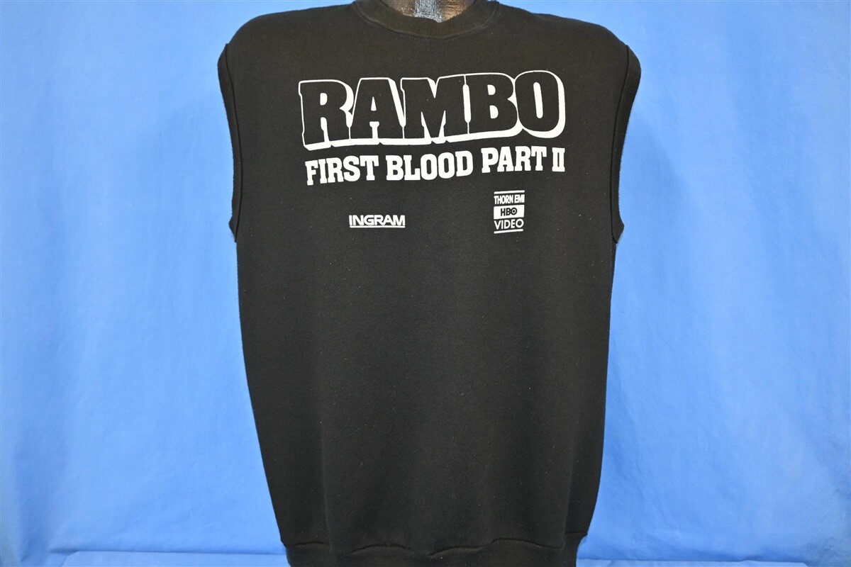 vtg 80s RAMBO FIRST BLOOD PART 2 ACTION FILM SYLVESTER STALLONE SWEATSHIRT XL image 2