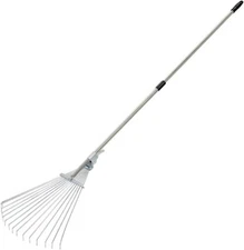Adjustable Garden Leaf Rake 70 Foldable Metal Yard Rake for Leaves with Exp