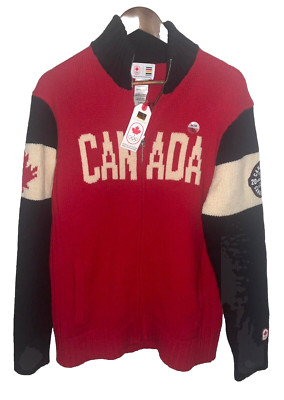 NWT Hudson Bay 2014 Canadienne Olympia Team Wool Sweater Mens Canada Zip Up M