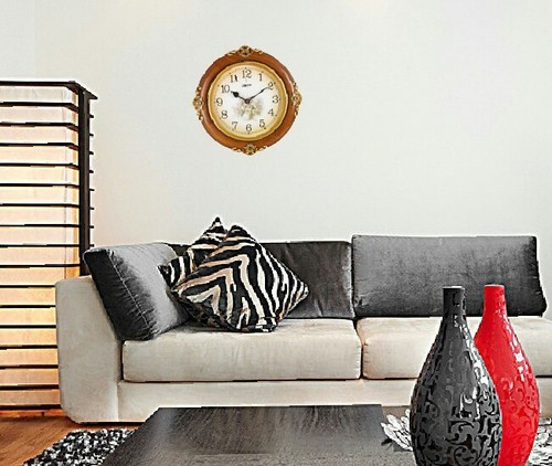 holiday gift decor round walnut mahogany wall clock for home office - Picture 3 of 3