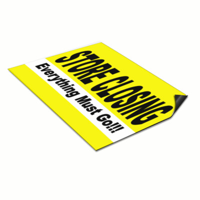Car Magnet Set of 2 Store Closing Everything Must Go Yellow Black