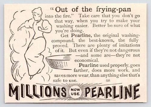 1880er~Pearline Seife~James Pyles~Hausmacher Cartoon~Antik~Viktorianischer Druck Werbung