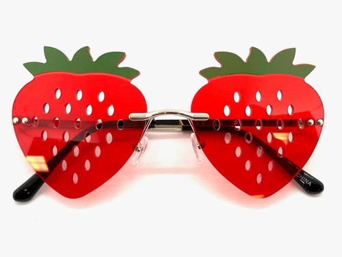 Funky Unusual Party Rave Club Hippie SUN GLASSES Unique Strawberry Shaped Shades - Picture 5 of 6