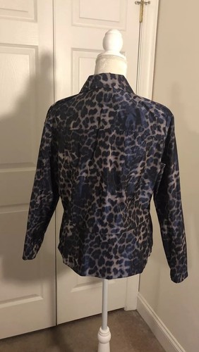 ANALOGY Womens Lightweight Textured Cotton Button jacket Sz M Cheeta Print - Picture 4 of 11