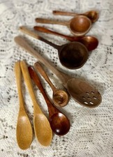 Set of Vintage Wooden Cooking Spoons and Ladl...