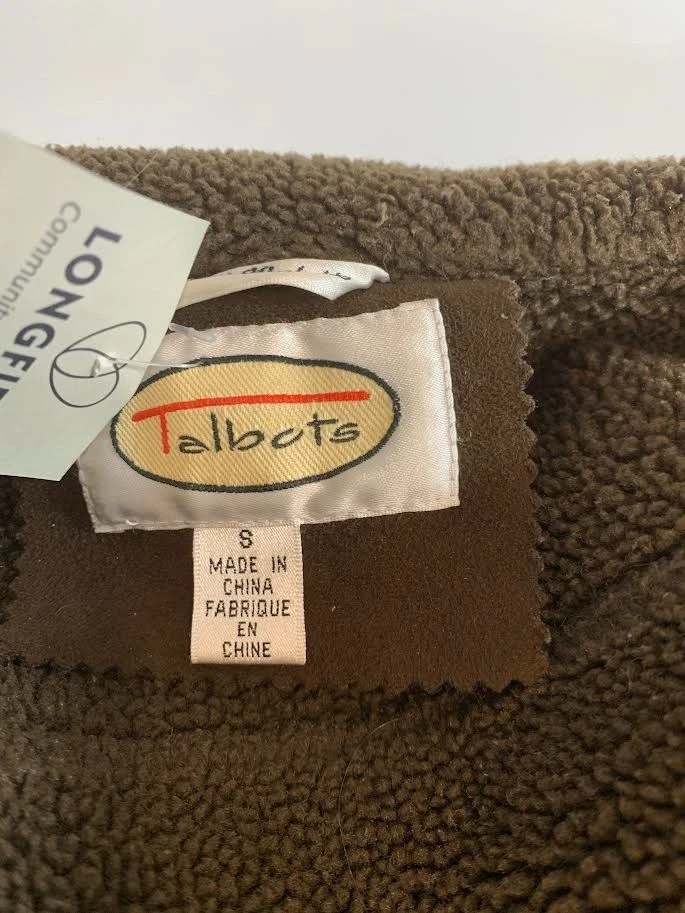 Talbots Coat Womens M Brown Faux Suede Sherpa Shearling - Image 4 of 4