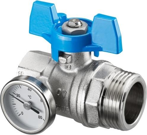 OV Kugelhahn M Thermometer, Blauer Griff 1Z Igx1Z AG-image