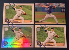 (4) Drew Rasmussen 2021 Topps RAINBOW FOIL Rookie Card #377 RC Tampa Bay Rays. rookie card picture