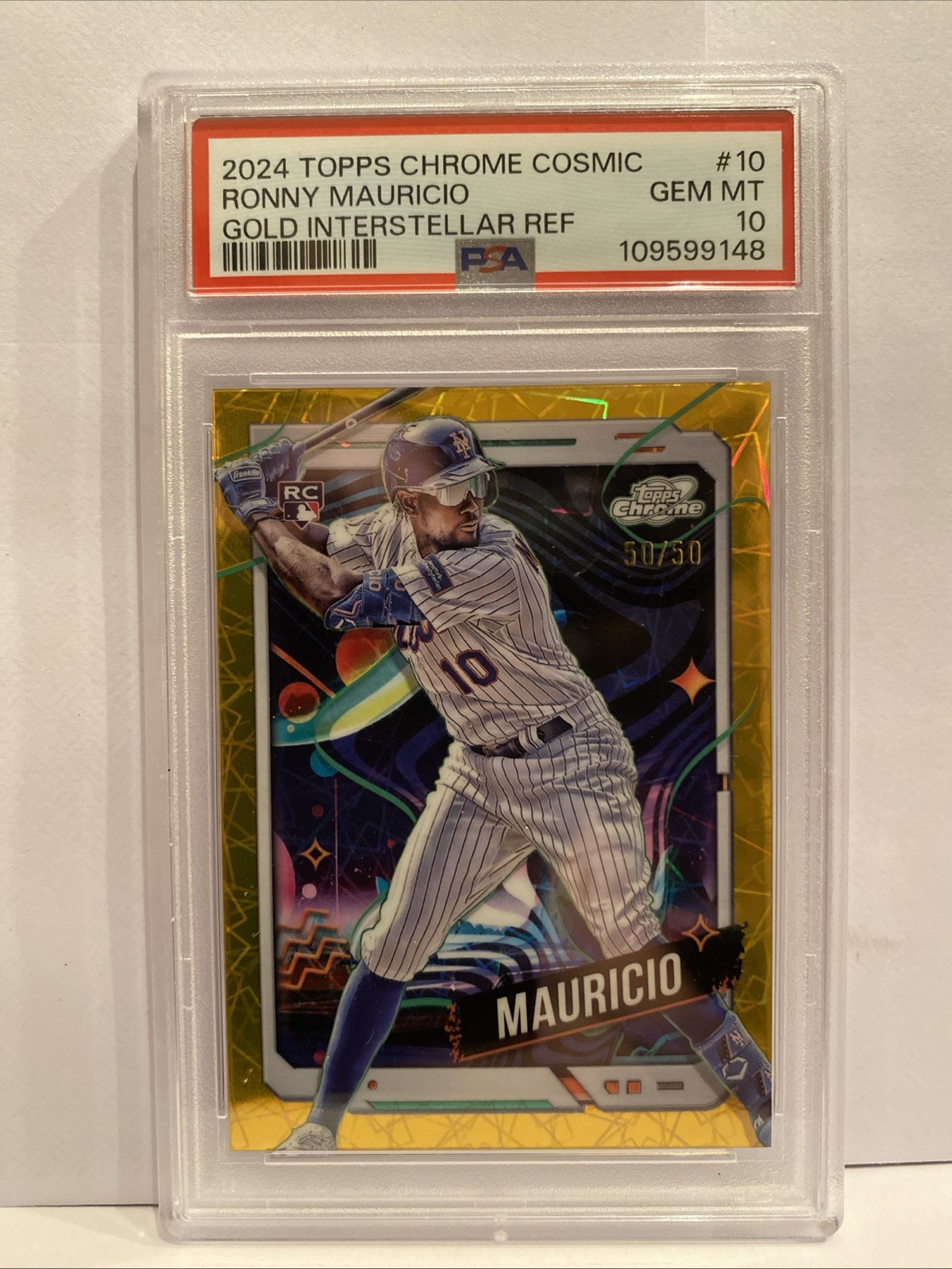 2024 Topps Chrome Cosmic #10 RONNY MAURICIO GOLD REFRACTOR RC /50 PSA 10 GEM MT