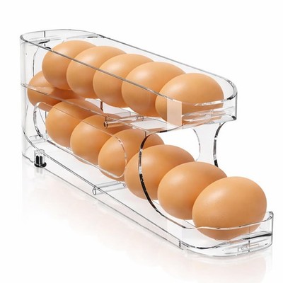 Egg Holder for Fridge, Auto Rolling Egg Storage Organizer for Refrigerator, C...