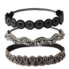 3 Pieces Rhinestone Beaded Headbands Vintage Jewelry Elastic