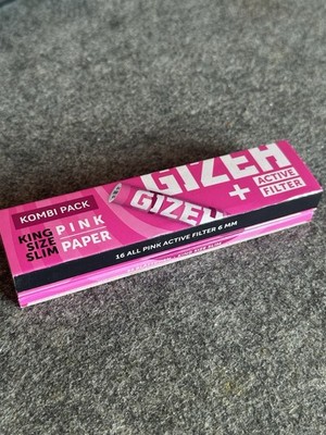 GIZEH Kombi Pack King Size Slim Pink Paper + Active Filter 6 mm (34+16)