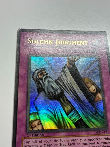 USA Seller Yugioh Solemn Judgment MRD-127 Metal Raiders 1st Edition LP/MP - Picture 2 of 12
