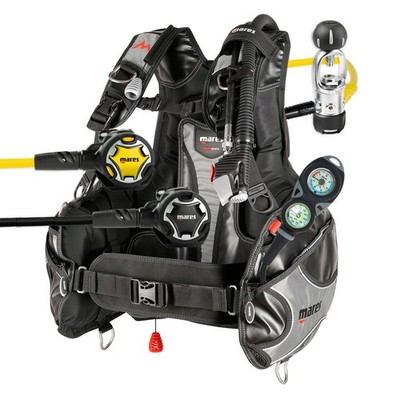 Mares Gav Rock diving equipment with regulators and depth gauge