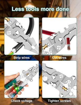 Wire Stripper Tool Crimper 18-In-1 Electrician Pliers Voltage Tester 12V-220V