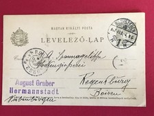 Rzadka całostka z Hermannstadt/Siedmiogrodu/Węgier 1907 do Ratyzbony żel.