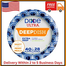 Dixie Ultra, Deep Dish Paper Plates, 28 Oz, 40 40 Count (Pack of 1), Indigo