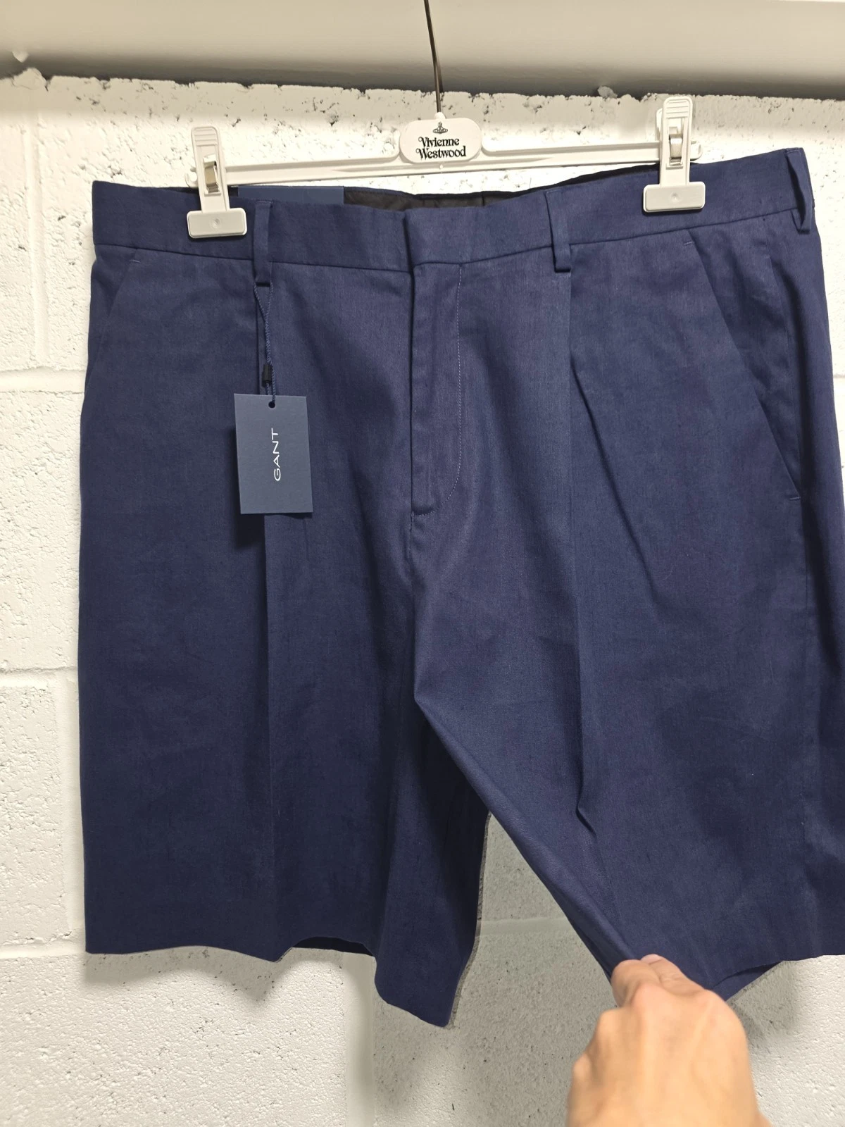 GANT Mens Suit Shorts Cotton Linen Blue Size 38