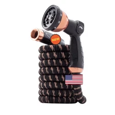 25ft Pocket Hose Copper Bullet Garden Water Hose Durable Brass Connectors NEW