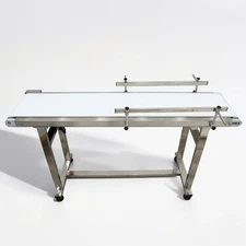 59"L*11.8"W Food Grade PU Belt Conveyor Transport Machine Double Guardrail 60W