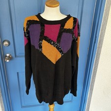 Vintage Extra Point by Reference Point 3x Ramie/Cotton Blend Black With Sequins