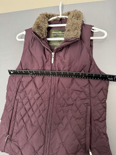 Gilet imbottito piumino d'oca Eddie Bauer donna piccolo S leggero viola pelliccia sintetica - Foto 4 di 8