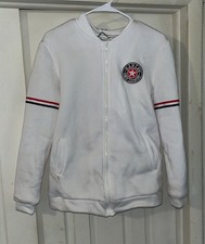 Harley Davidson patch on white zip up jacket mens size large
