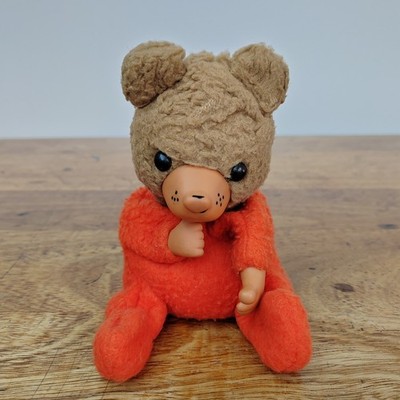 Chad Valley Daumenlutscher Bär Stofftier orange Teddy 60er/70er Vintage süß