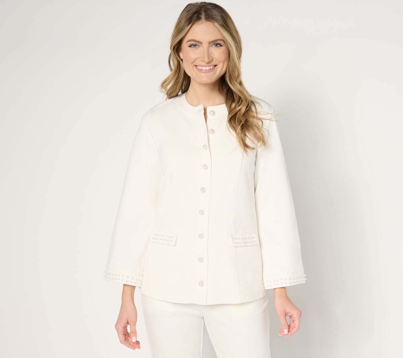 BEAUTIFUL by Lawrence Zarian Women's Plus Sz Jacket 1X Simulated White A675930