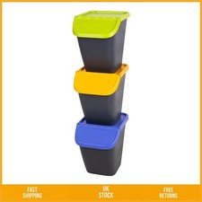 Space-Saving Stackable Recycling Bins Set of 3, 23 Litre BPA-Free Plastic