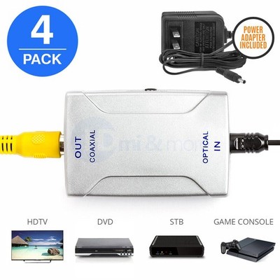 TOSlink Optical to Coax RCA Converter Audio to Digital S/PDIF Coaxial - LOT of 4