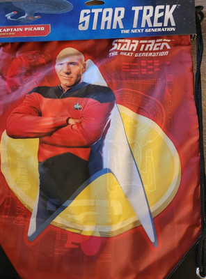 Star Trek The Next Generation Captain Picard Red Drawstring 13x17 Cinch Bag New