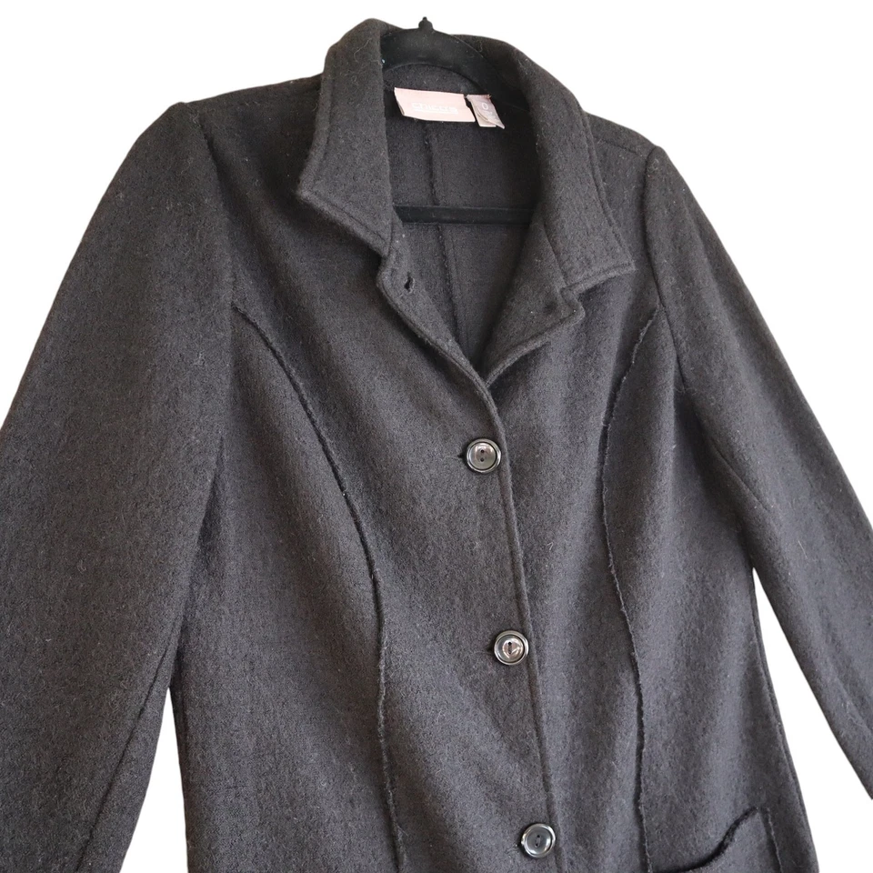 Chicos Boiled Wool Jacket Women Size Small Black Button Front Collared Warm Coat - Image 3 of 4