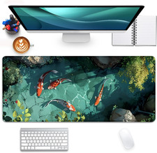 Japanese Koi Carp Fish Desk Pad Mouse Pad,Large Gaming Mouse Mat with Stitched E