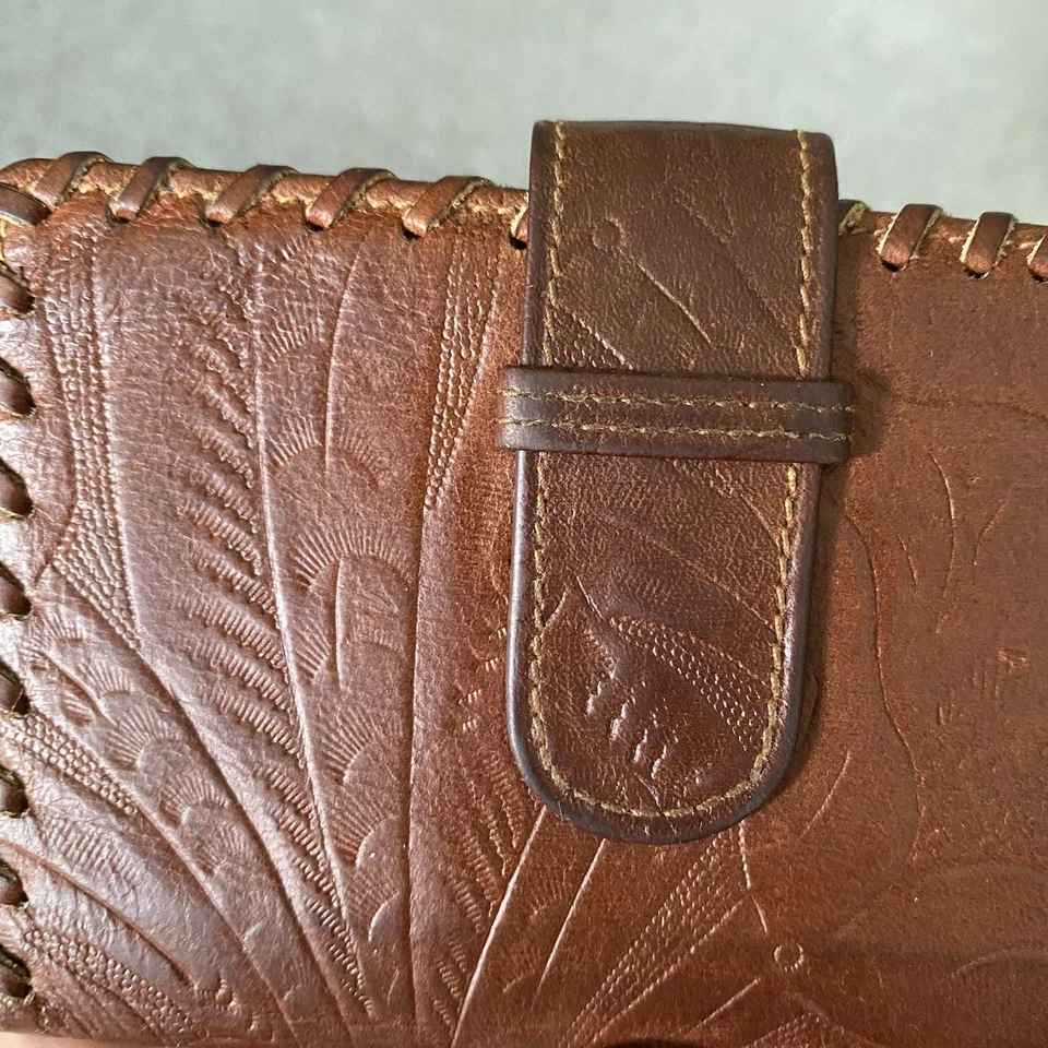 Cartera de cuero vintage Polo Country Ralph Lauren tejido occidental floral Foto 2 de 4