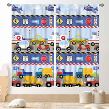 Tkuyo Kids Truck Curtains For Boys Room Colorful Construction Car Tractor