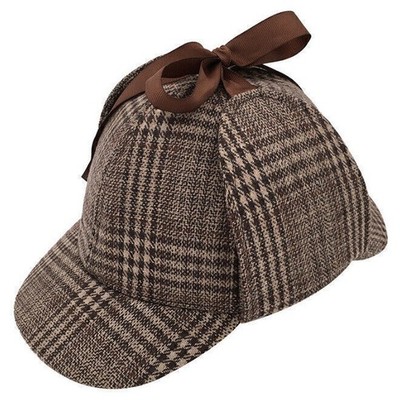 Wollmischung Z2D1 Kappe Sherlock Herren Mütze Hut Deerstalker Schirmmütze Holmes