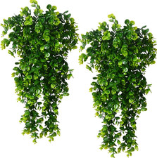 2Pcs Artificial Hanging Plants Fake Hanging Plant Faux Eucalyptus Leaf Greenery