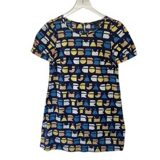 Marc by Marc Jacobs A-Line Dress 4 Navy Blue Pattern Short Sleeve Casual *READ