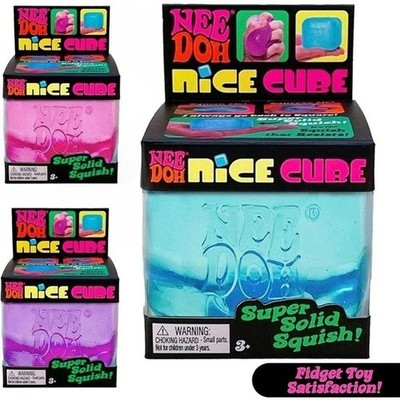 Schylling Nee Doh Nice Cube Super Solid Squish Toy - Blue Purple Pink 3 PACK New
