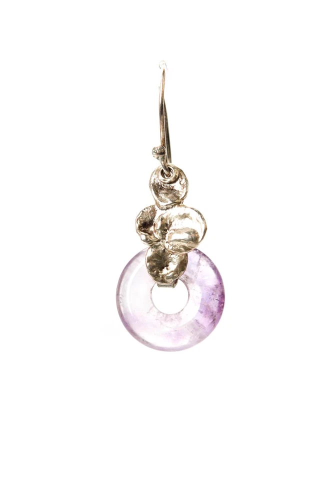 Pendientes colgantes de amatista tallada en plata de ley de diseño para mujer 5 g Foto 4 de 4