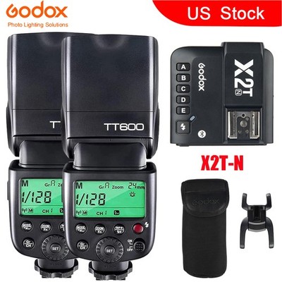 US 2X Godox TT600 2.4G Wireless Camera Flash Speedlite+X2T-N Trigger For Nikon