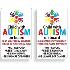 2-Pack Child with Autism On Board Autism Awareness Vinyl Sticker Decal - 5x3 ...