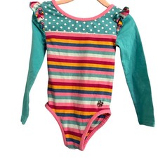 Matilda Jane Kids Girls Striped Ruffle Long Sleeve Leotard Leotard 2T