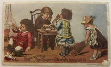 Antique Domestic Sewing Machine Co. Trade Card Children Playing Victorian