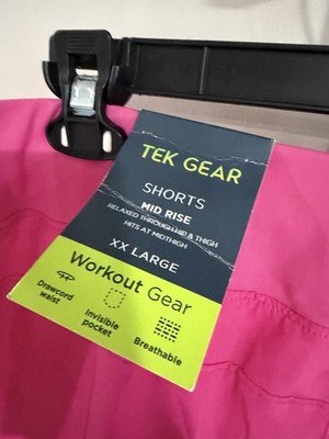 tek gear mid-rise shorts HOT PINK stretch workout XXL BRAND NEW $19.99 A9