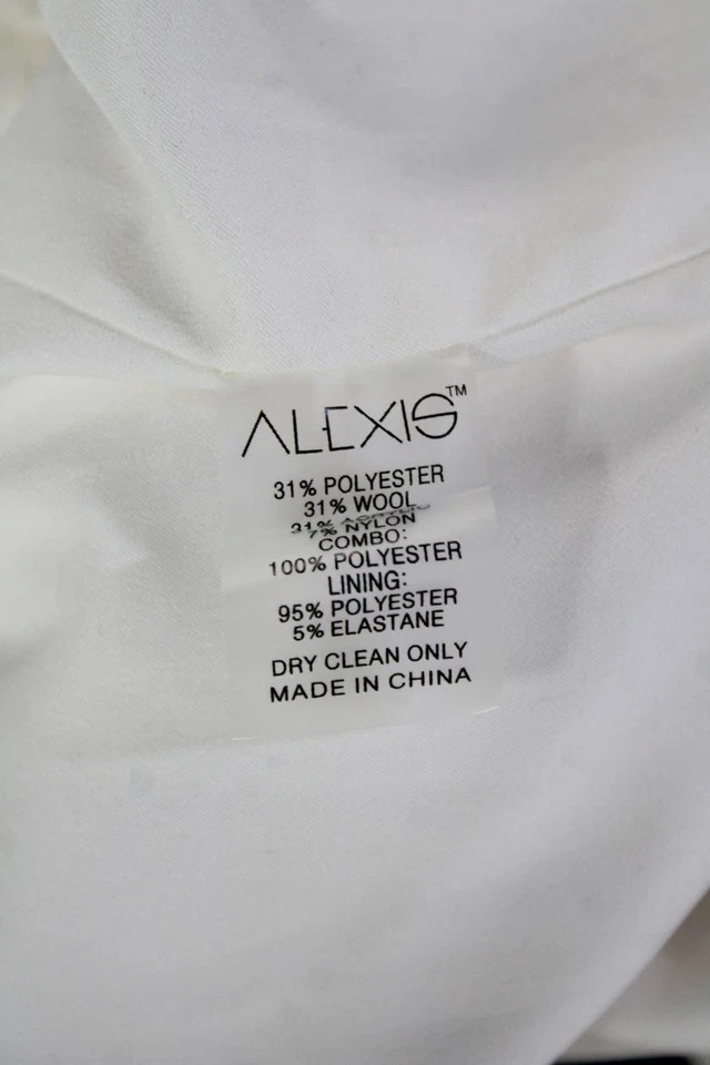 Alexis 女式连身裤 V 领长袖白色纯色 100% 聚酯纤维 L 码 — 第 4/4 张图片