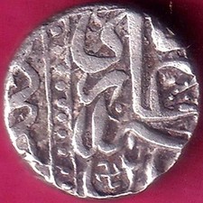 MUGHALS MOHD. AKBAR   DOTTED LINE SWASTIKA   MAHMUDI RARE SILVER COIN #YL13