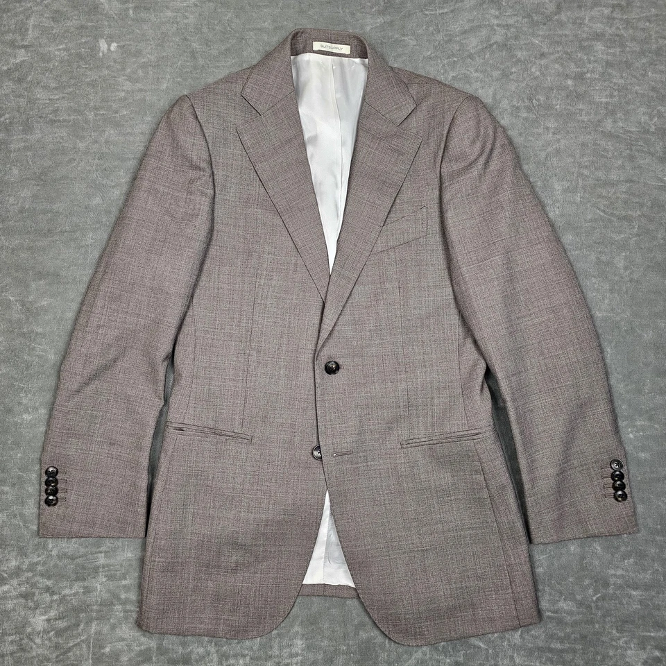 Traje Suitsupply Para Hombres 44 Slim Lana Lacio Chaqueta Pantalones Brescia Italia VBC Tela Foto 2 de 4