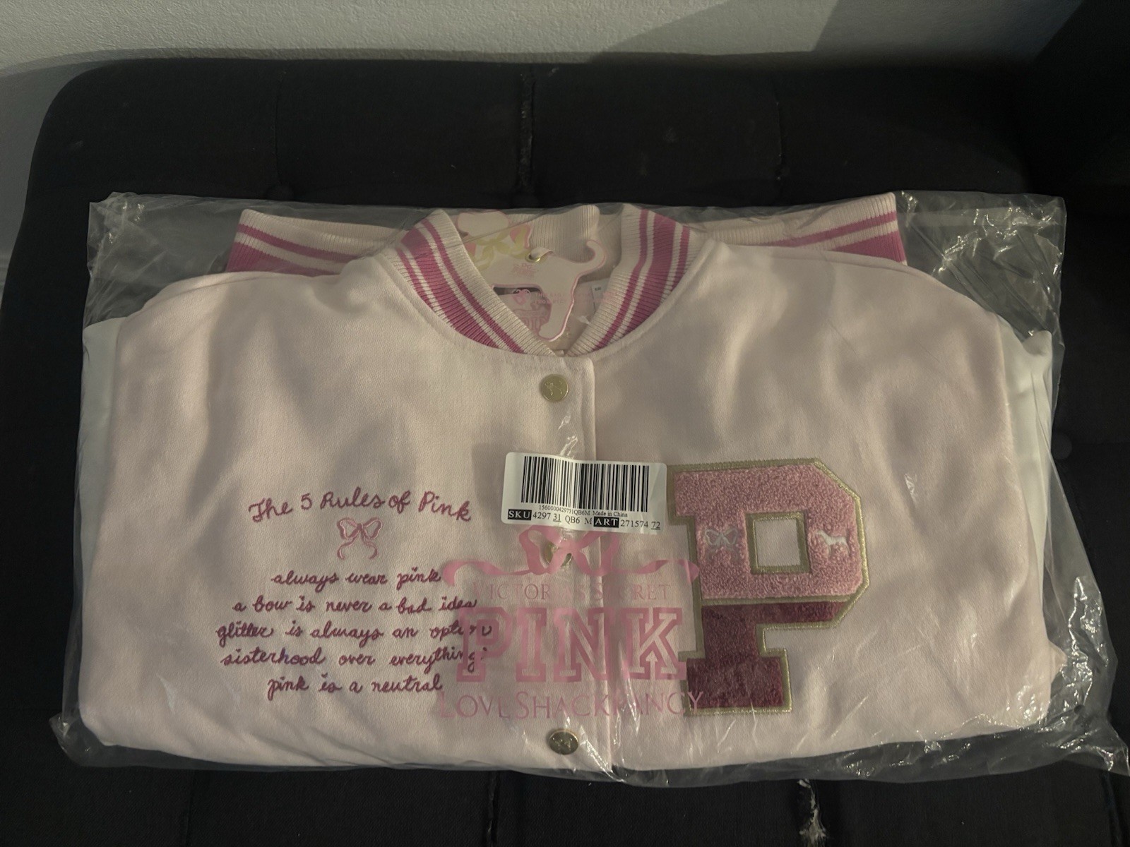 Victoria Secret PINK X Love Shack Fancy Limited Edition Varsity Jacket Size Medium